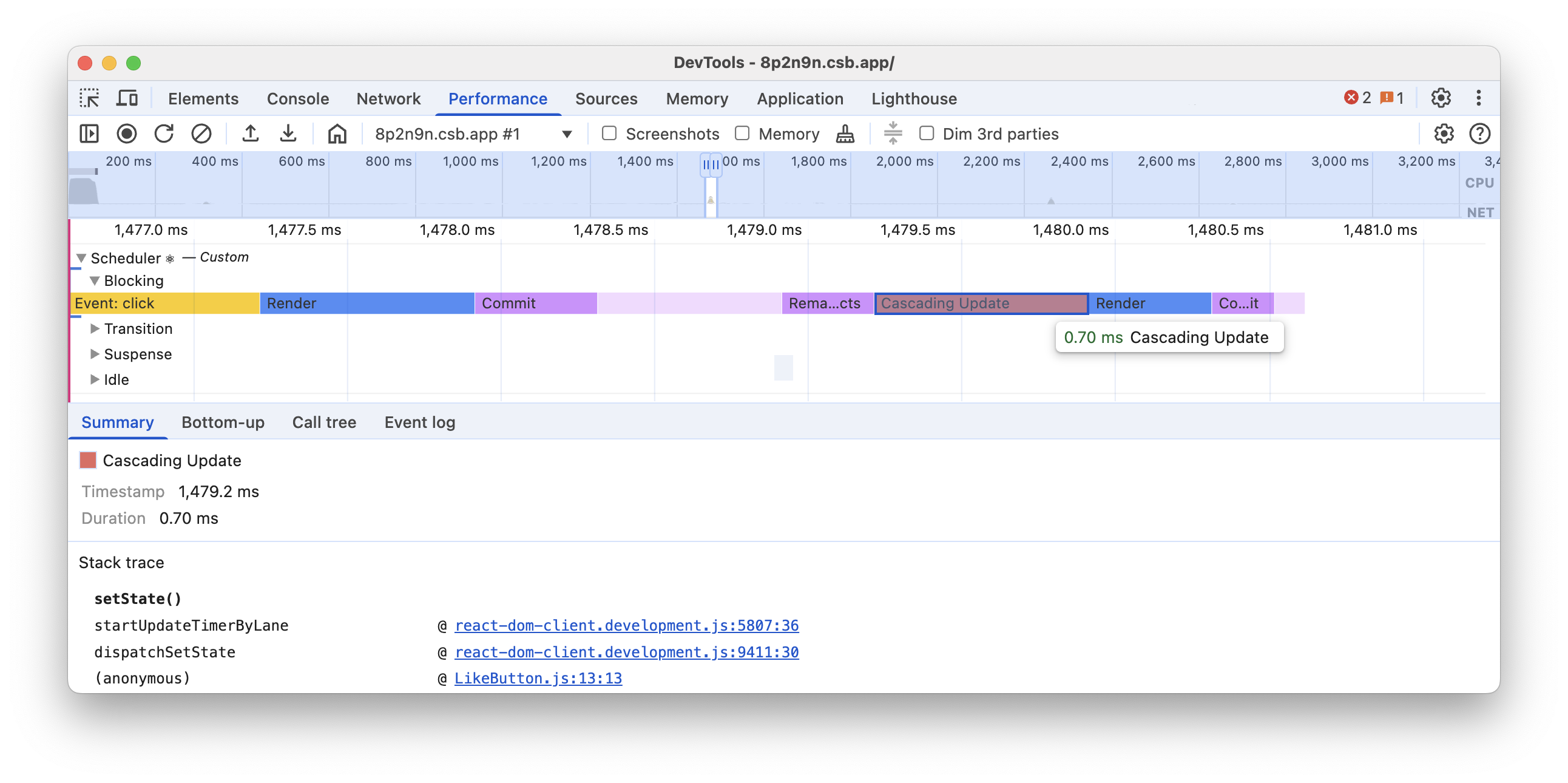 Scheduler track: cascading updates